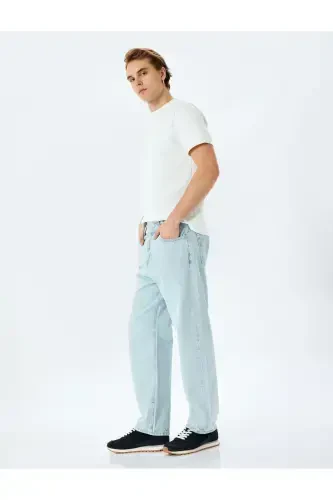 Normal Bel Pamuklu Bol Baggy Jean Pantolon-Açık İn - KOTON (1)