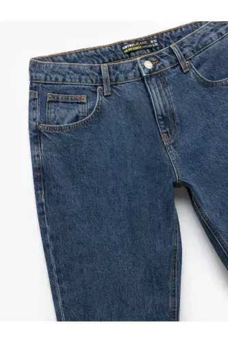 Нормальные хлопковые джинсы с завышенной талией в стиле 90-х Slim Fit - H - 8