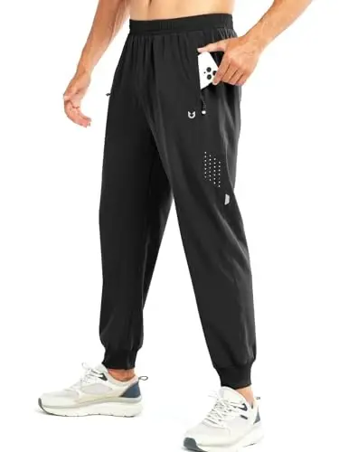 NORTHYARD Men's Athletic Running Pants Lightweight Quick-Dry Joggers Gym | Workout,Jogging,Training,Hiking,Sports,Zipper Pockets,Breathable,UPF 50+,Moisture-wicking,Elastic Waist,Reflective Strips 