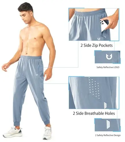 NORTHYARD Men's Athletic Running Pants Lightweight Workout Joggers Quick Dry Gym Sweatpants Active Sports Track Training - 4