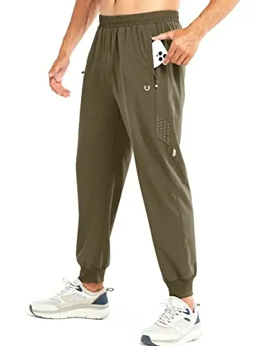 NORTHYARD Men's Athletic Running Pants Lightweight Quick-Dry Joggers Gym | Workout,Jogging,Training,Hiking,Sports,Zipper Pockets,Breathable,UPF 50+,Moisture-wicking,Elastic Waist,Reflective Strips 