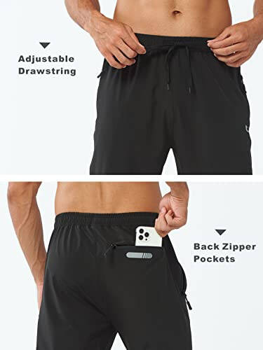 NORTHYARD Men's Athletic Running Joggers Workout Gym Pants Lightweight Jogging Track Casual Pant with Zipper Pockets - 7