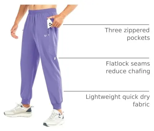 NORTHYARD Men's Athletic Running Pants Lightweight Quick-Dry Joggers Gym | Workout,Jogging,Training,Hiking,Sports,Zipper Pockets,Breathable,UPF 50+,Moisture-wicking,Elastic Waist,Reflective Strips - 4