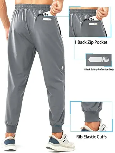 NORTHYARD Men's Athletic Running Pants Lightweight Quick-Dry Joggers Gym | Workout,Jogging,Training,Hiking,Sports,Zipper Pockets,Breathable,UPF 50+,Moisture-wicking,Elastic Waist,Reflective Strips - 3