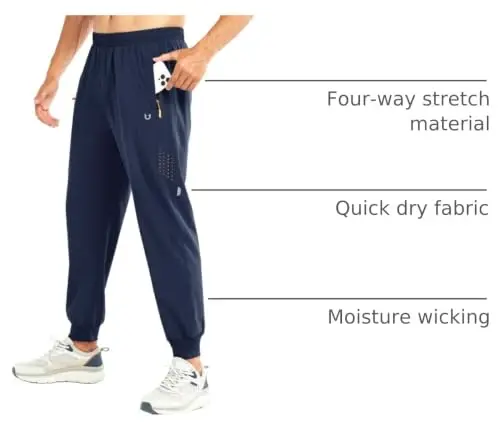 NORTHYARD Men's Athletic Running Pants Lightweight Quick-Dry Joggers Gym | Workout,Jogging,Training,Hiking,Sports,Zipper Pockets,Breathable,UPF 50+,Moisture-wicking,Elastic Waist,Reflective Strips - 4