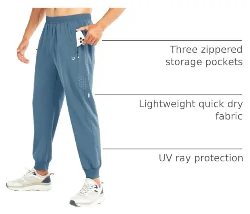NORTHYARD Men's Athletic Running Pants Lightweight Quick-Dry Joggers Gym | Workout,Jogging,Training,Hiking,Sports,Zipper Pockets,Breathable,UPF 50+,Moisture-wicking,Elastic Waist,Reflective Strips - 4