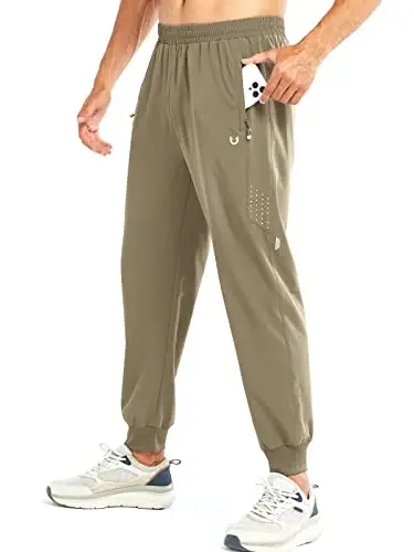 NORTHYARD Men's Athletic Running Pants Lightweight Quick-Dry Joggers Gym | Workout,Jogging,Training,Hiking,Sports,Zipper Pockets,Breathable,UPF 50+,Moisture-wicking,Elastic Waist,Reflective Strips 