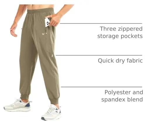 NORTHYARD Men's Athletic Running Pants Lightweight Quick-Dry Joggers Gym | Workout,Jogging,Training,Hiking,Sports,Zipper Pockets,Breathable,UPF 50+,Moisture-wicking,Elastic Waist,Reflective Strips - 4