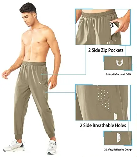 NORTHYARD Men's Athletic Running Pants Lightweight Quick-Dry Joggers Gym | Workout,Jogging,Training,Hiking,Sports,Zipper Pockets,Breathable,UPF 50+,Moisture-wicking,Elastic Waist,Reflective Strips - 6