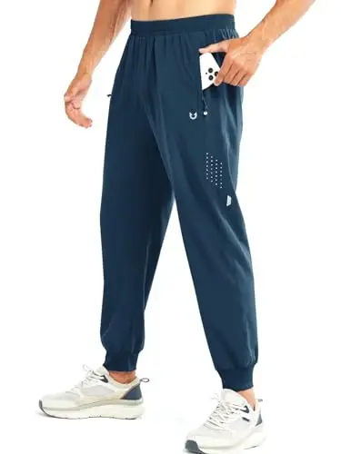 NORTHYARD Men's Athletic Running Pants Lightweight Quick-Dry Joggers Gym | Workout,Jogging,Training,Hiking,Sports,Zipper Pockets,Breathable,UPF 50+,Moisture-wicking,Elastic Waist,Reflective Strips 