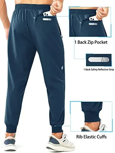 NORTHYARD Men's Athletic Running Pants Lightweight Quick-Dry Joggers Gym | Workout,Jogging,Training,Hiking,Sports,Zipper Pockets,Breathable,UPF 50+,Moisture-wicking,Elastic Waist,Reflective Strips - NORTHYARD (1)
