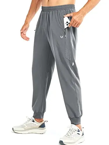 NORTHYARD Men's Athletic Running Pants Lightweight Quick-Dry Joggers Gym | Workout,Jogging,Training,Hiking,Sports,Zipper Pockets,Breathable,UPF 50+,Moisture-wicking,Elastic Waist,Reflective Strips 