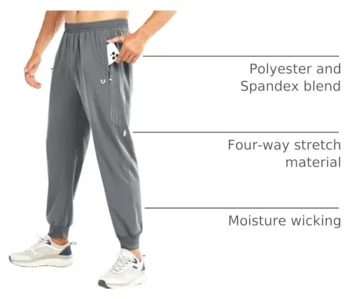 NORTHYARD Men's Athletic Running Pants Lightweight Quick-Dry Joggers Gym | Workout,Jogging,Training,Hiking,Sports,Zipper Pockets,Breathable,UPF 50+,Moisture-wicking,Elastic Waist,Reflective Strips - 4