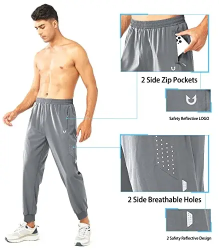 NORTHYARD Men's Athletic Running Pants Lightweight Quick-Dry Joggers Gym | Workout,Jogging,Training,Hiking,Sports,Zipper Pockets,Breathable,UPF 50+,Moisture-wicking,Elastic Waist,Reflective Strips - 5