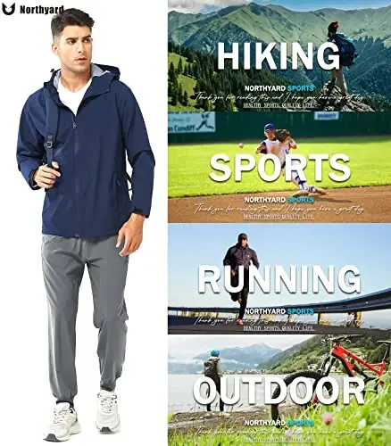 NORTHYARD Men's Athletic Running Pants Lightweight Quick-Dry Joggers Gym | Workout,Jogging,Training,Hiking,Sports,Zipper Pockets,Breathable,UPF 50+,Moisture-wicking,Elastic Waist,Reflective Strips - NORTHYARD (1)