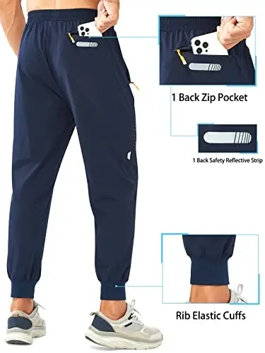 NORTHYARD Men's Athletic Running Pants Lightweight Quick-Dry Joggers Gym | Workout,Jogging,Training,Hiking,Sports,Zipper Pockets,Breathable,UPF 50+,Moisture-wicking,Elastic Waist,Reflective Strips - 3