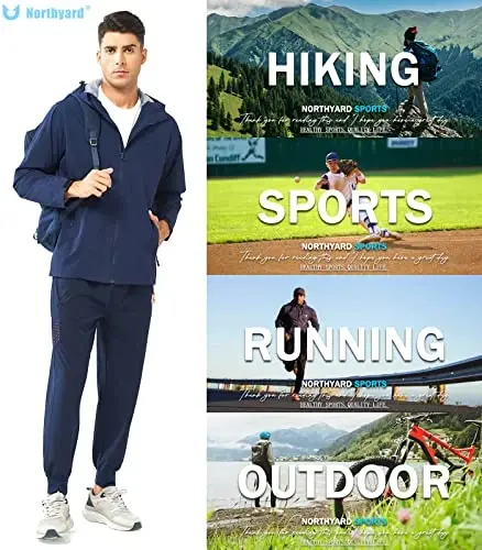 NORTHYARD Men's Athletic Running Pants Lightweight Quick-Dry Joggers Gym | Workout,Jogging,Training,Hiking,Sports,Zipper Pockets,Breathable,UPF 50+,Moisture-wicking,Elastic Waist,Reflective Strips - NORTHYARD (1)