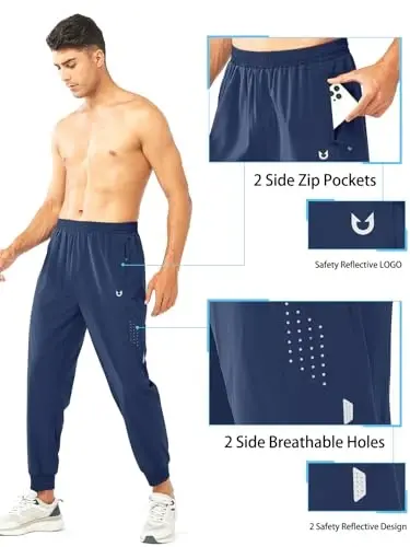 NORTHYARD Men's Athletic Running Pants Lightweight Quick-Dry Joggers Gym | Workout,Jogging,Training,Hiking,Sports,Zipper Pockets,Breathable,UPF 50+,Moisture-wicking,Elastic Waist,Reflective Strips - 3