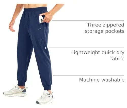 NORTHYARD Men's Athletic Running Pants Lightweight Quick-Dry Joggers Gym | Workout,Jogging,Training,Hiking,Sports,Zipper Pockets,Breathable,UPF 50+,Moisture-wicking,Elastic Waist,Reflective Strips - 4