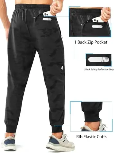 NORTHYARD Men's Athletic Running Pants Lightweight Quick-Dry Joggers Gym | Workout,Jogging,Training,Hiking,Sports,Zipper Pockets,Breathable,UPF 50+,Moisture-wicking,Elastic Waist,Reflective Strips - NORTHYARD (1)