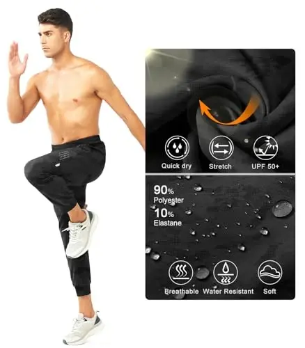 NORTHYARD Men's Athletic Running Pants Lightweight Quick-Dry Joggers Gym | Workout,Jogging,Training,Hiking,Sports,Zipper Pockets,Breathable,UPF 50+,Moisture-wicking,Elastic Waist,Reflective Strips - 6