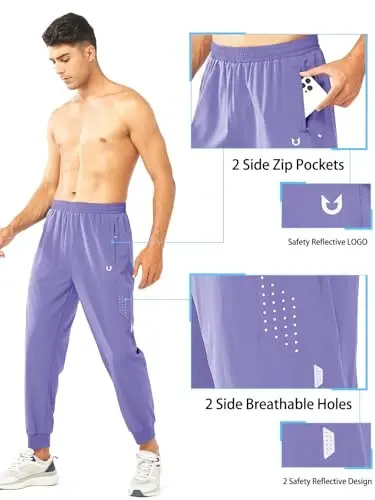 NORTHYARD Men's Athletic Running Pants Lightweight Quick-Dry Joggers Gym | Workout,Jogging,Training,Hiking,Sports,Zipper Pockets,Breathable,UPF 50+,Moisture-wicking,Elastic Waist,Reflective Strips - 3