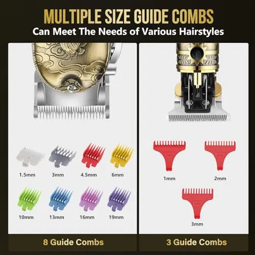 Nose Hair Beard Trimmer for Men, Cordless Professional Hair Clippers and Trimmers Set, Men's Shavers Foil Electric Razors Haircut Grooming Kit, Rechargeable Barber Clippers Set with LCD Display - 5