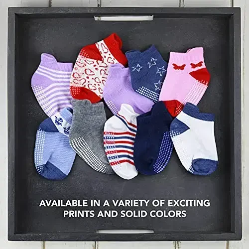 Носки Debra Weitzner Toddler Socks With Grips – 12 пар хлопковых носков с нескользящей подошвой для малышей и детей от 6 месяцев до 5 лет. - 4