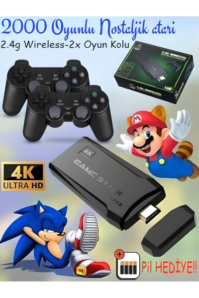 Nostalgic Gaming Atari 2.4g Compatible Wireless Battery-Powered Dual Stick Atari Retro 20000 Game Console - Modazone