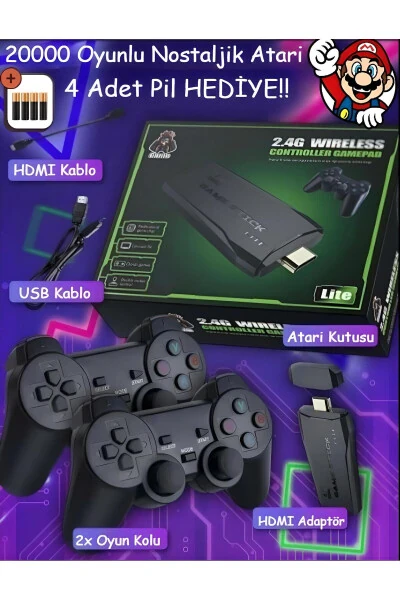 Ностальгическая игровая Atari 2.4g совместимая беспроводная батарейная двойная джойстик Atari Retro 20000 игровая консоль - Modazone (1)
