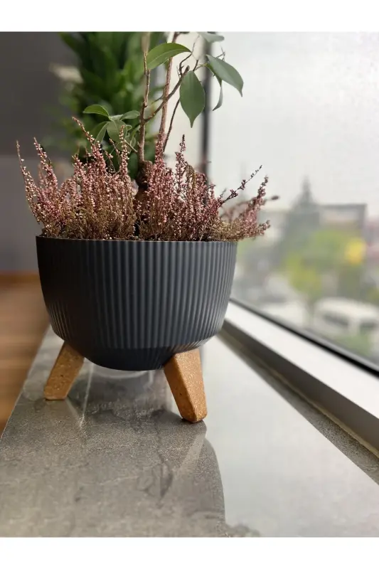 Nostalji Ayaklı Saksı: 29 Cm (8 LİTRE)-Antrasit - 1