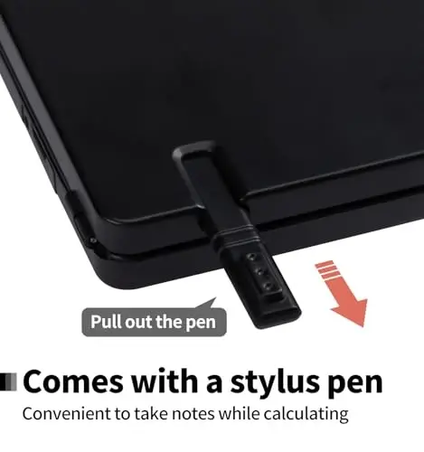 Desk Portable Basic Calculator with Notepad and Stylus, 12 Digit Large Display Multi-Function for Office, School, Home & Basic Financial (Black) - 4