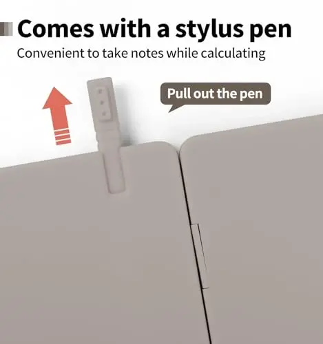 Desk Portable Basic Calculator with Notepad and Stylus, 12 Digit Large Display Multi-Function for Office, School, Home & Basic Financial (Khaki) - 4