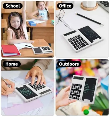 Desk Portable Basic Calculator with Notepad and Stylus, 12 Digit Large Display Multi-Function for Office, School, Home & Basic Financial (White) - 7