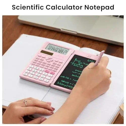 Scientific Calculators for School with Notepad, ROATEE Pink Cute School Supplies for Girls Middle and High School Stuff for Student, 240 Functions 82 MS Foldable 2-Line Display Solar and Battery Power - 5