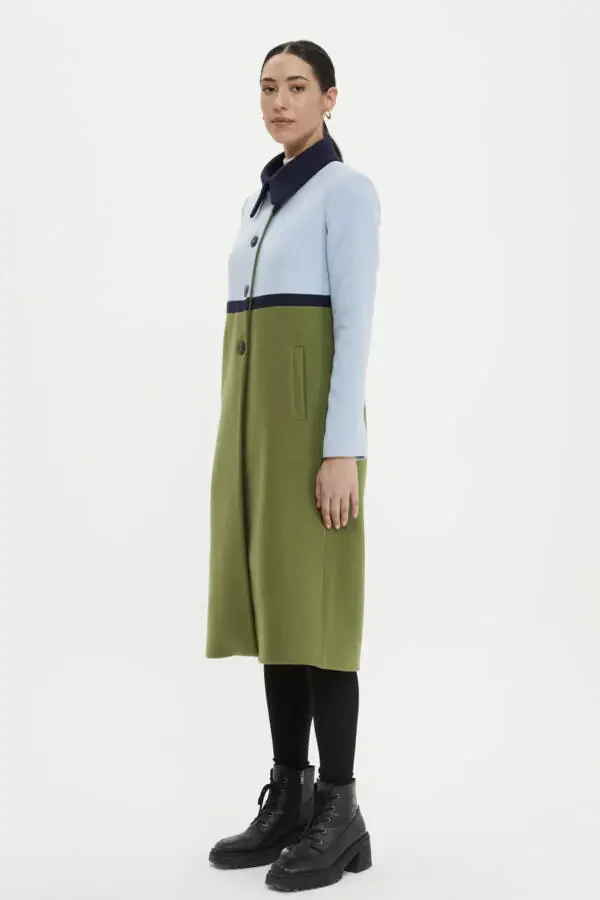 Notched Lapel Coat with Contrast Buttons - 2