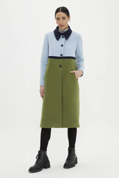 Notched Lapel Coat with Contrast Buttons - 3