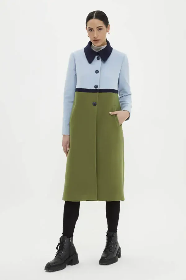 Notched Lapel Coat with Contrast Buttons - 3