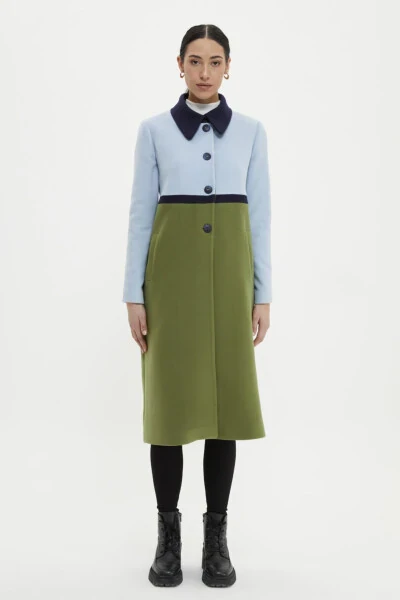 Notched Lapel Coat with Contrast Buttons - 4