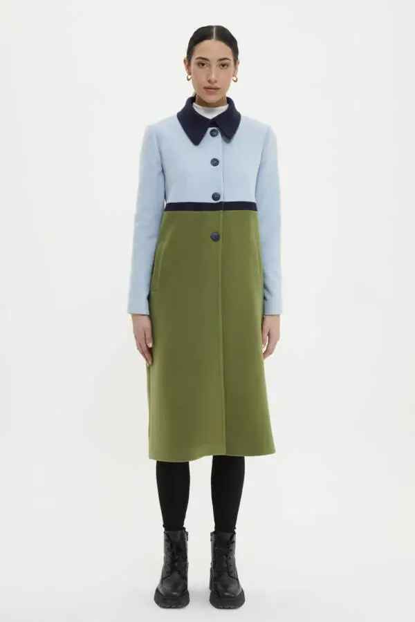 Notched Lapel Coat with Contrast Buttons - 4