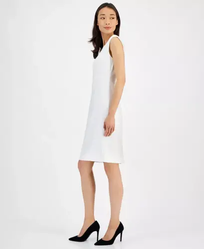 Notched-Neck Sheath Dress, Regular & Petite - 2