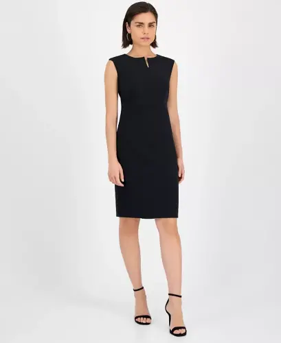Notched-Neck Sheath Dress, Regular & Petite 