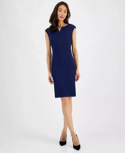 Notched-Neck Sheath Dress, Regular & Petite - 1