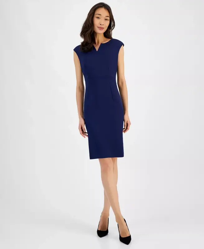 Notched-Neck Sheath Dress, Regular & Petite - 1