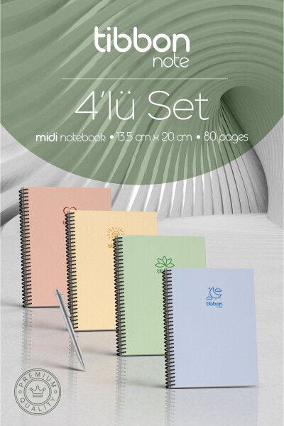 Note Midi Defter Spiralli 4'lü Set 48 - 1