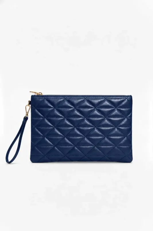 Notte Lacivert Üçgen Desenli Portföy Clutch El Çantası - Lacivert - 1
