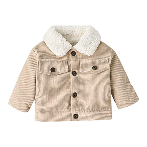 Noubeau Baby Boys Girls Corduroy Jacket Kids Toddler Sherpa Lined Top Lapel Button Down Thicked Warm Coat Winter Outerwear - 1