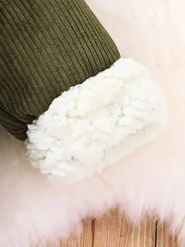 Noubeau Baby Boys Girls Corduroy Jacket Kids Toddler Sherpa Lined Top Lapel Button Down Thicked Warm Coat Winter Outerwear - 5