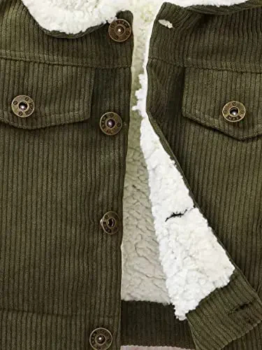 Noubeau Baby Boys Girls Corduroy Jacket Kids Toddler Sherpa Lined Top Lapel Button Down Thicked Warm Coat Winter Outerwear - 6