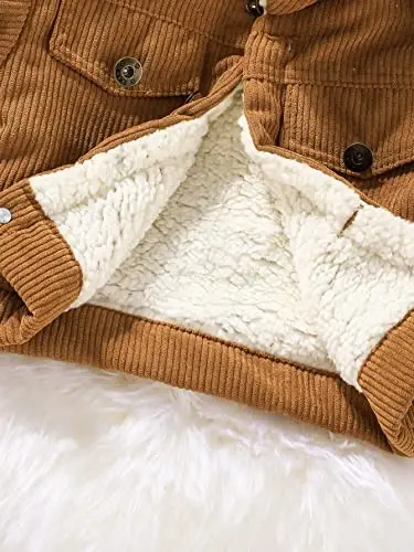 Noubeau Baby Boys Girls Corduroy Jacket Kids Toddler Lined Top Lapel Button Down Thicked Warm Coat Winter Outerwear - 4